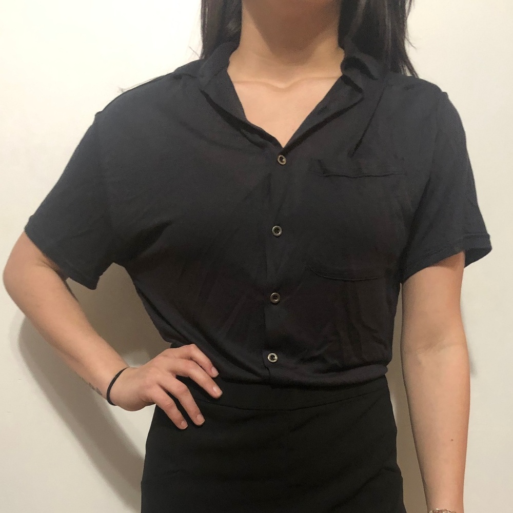 Urban Outfitters Dark Blue Button Down Blouse